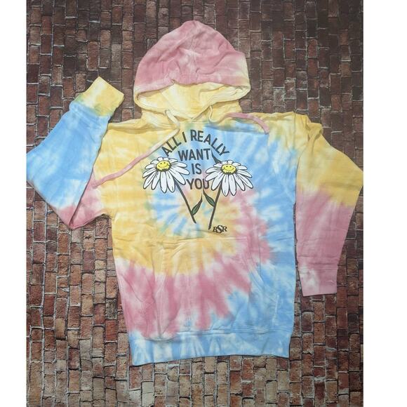 NEW BSR By Samii Ryan All I REALLY Want IS YOU Multicolor Tie Dye Hoodie - Picture 1 of 4